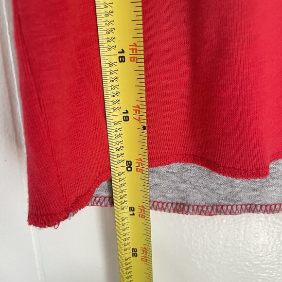 Y2K UBU Red Tank Top Sleeveless Knit Tee Contrast Hem Minimalist Streetwear S - Picture 7 of 7